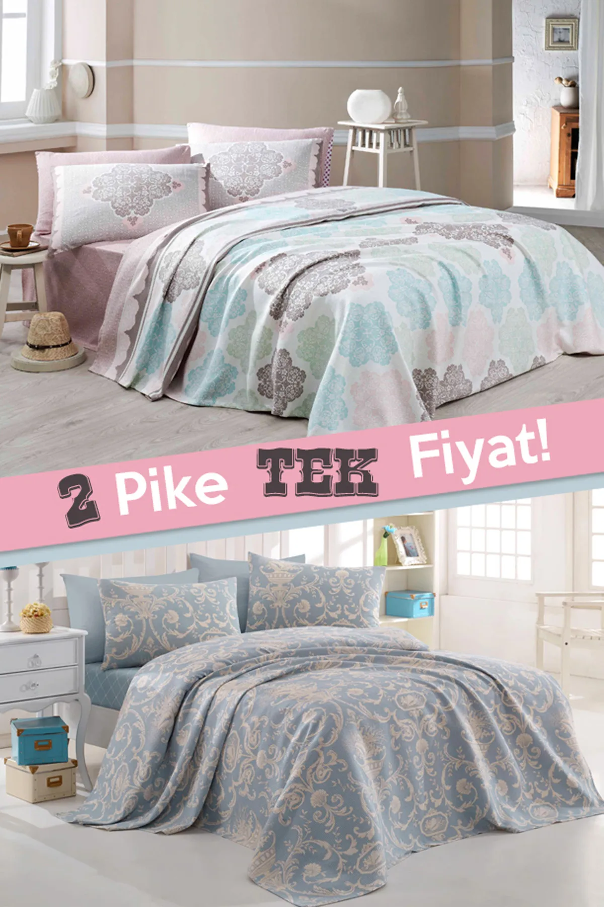 

Double Personality 2li Pike Andalucia-Canvas Mint Blue 200x230 Cotton arafsz