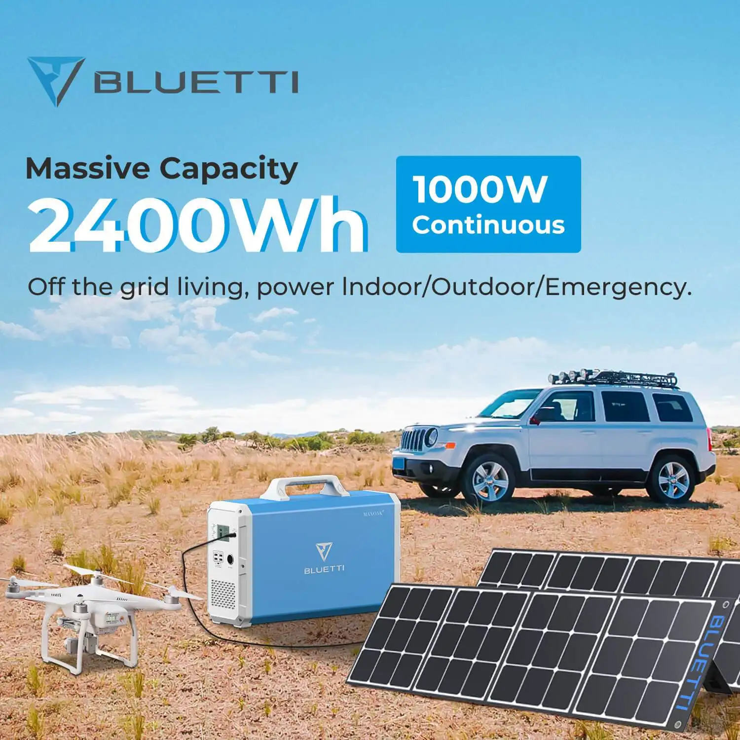 Bluetti Maxoak-generador Solar de 24 00wh EB240, renovaci&oacute;n de generaci&oacute;n port&aacute;til, salida de CA de onda sinusoidal de respaldo de emergencia-1