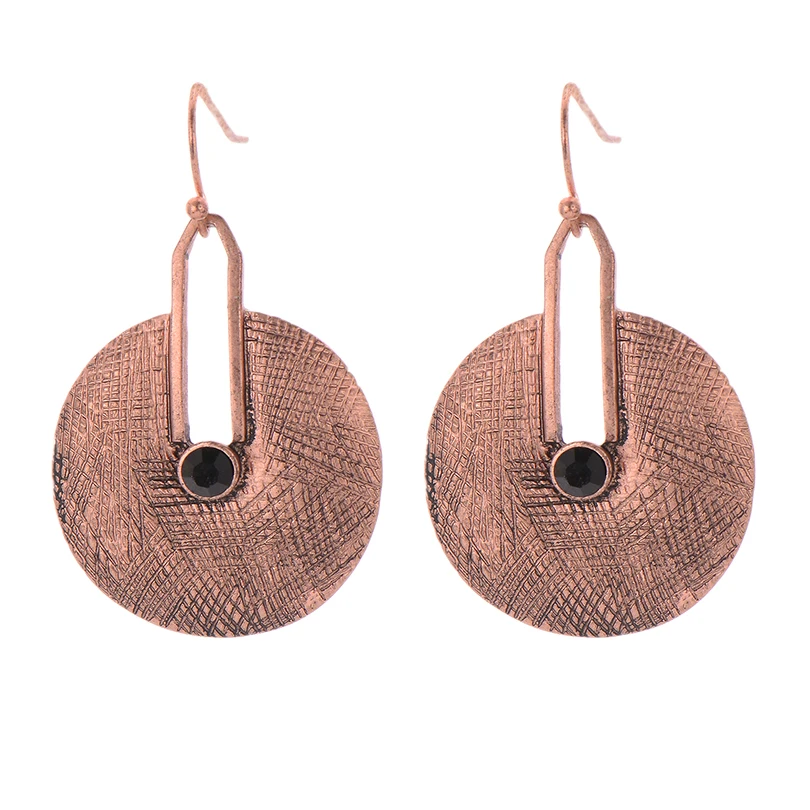 Старинный антикварный Золотой Цвет круглая капля серьга для женщин в стиле ретро