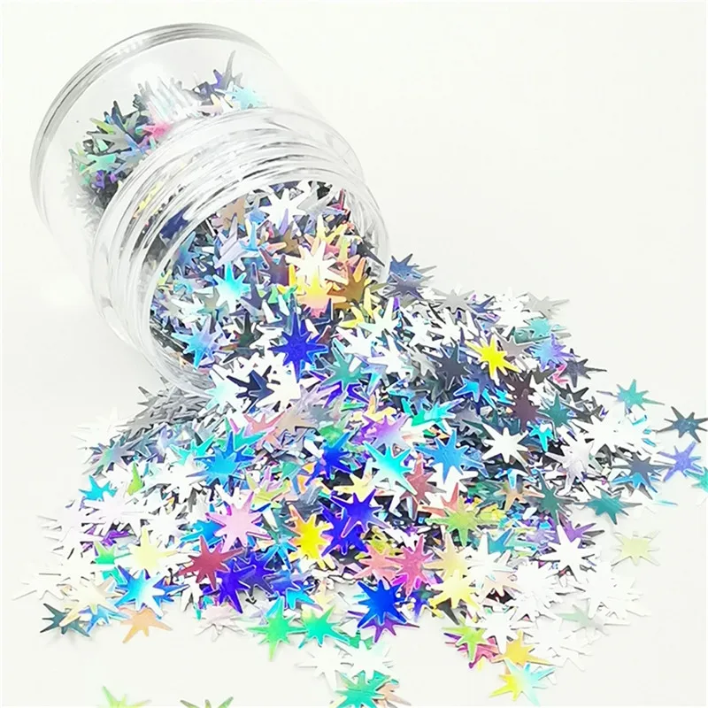 Ультратонкие блестки со звездами 10 мм из ПЭТ лазерные для ногтевого дизайна