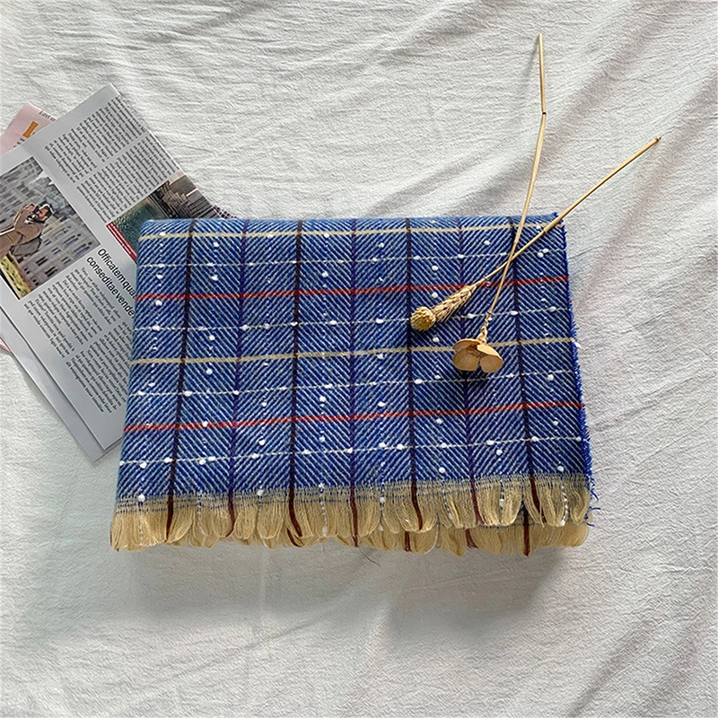 

Fashion Plaid Scarf Women Men Autumn Winter Cashmere Shawl Blanket Tassel Thick Stripe Scarves Warm Female