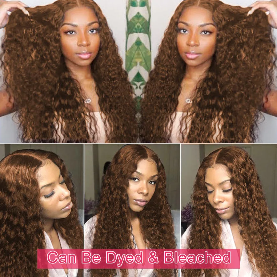30 Inch HD Lace Frontal Wig Water Wave 250 Density Brazilian Hair Front Human Wigs Curly T Part Remy | Шиньоны и парики