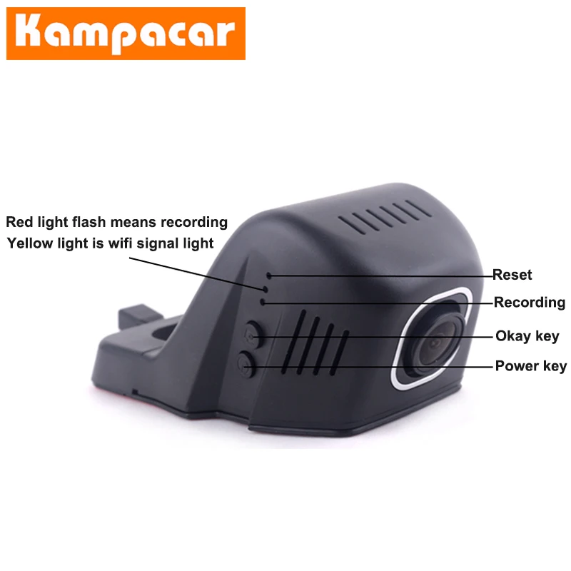 Kampacar автомобильный Wifi DVR Dash камеры мини Dashcam 2 видео регистратор Wifi двойной объектив передний и задний вид авто видеорегистраторы 24H парковка