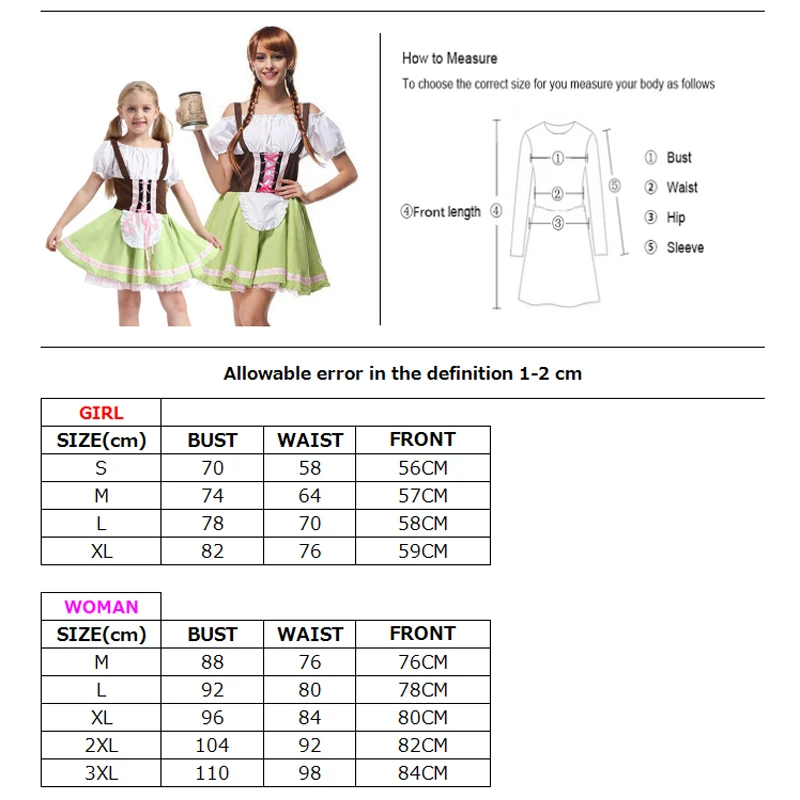 

Parent-Child Festival Oktoberfest Costume Fashion Alps Tavern Waitress Cosplay Carnival Halloween Fancy Party Dress