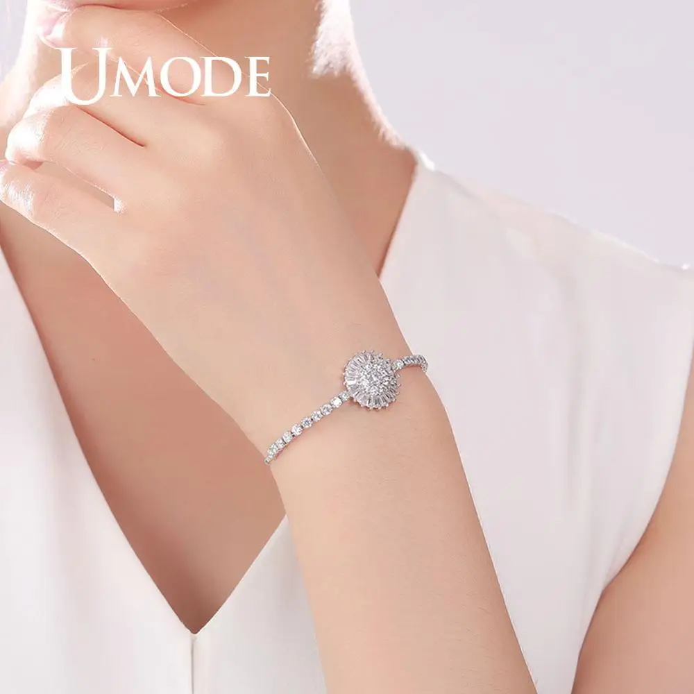 Женские теннисные браслеты UMODE круглые с фианитом и кристаллом кубического
