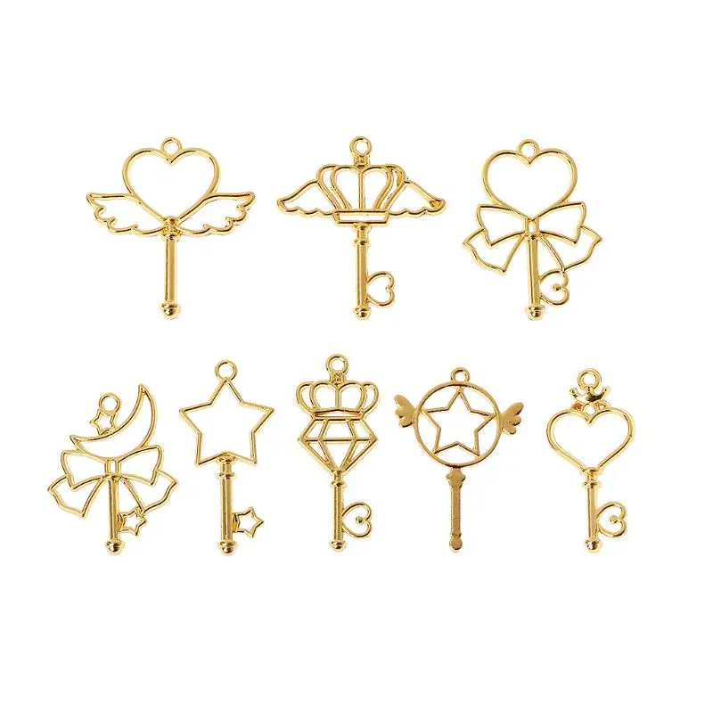 8Pc Magic Wand Frame Pendant Open Bezel Blank Setting UV Resin Jewelry DIY Charm Dried Flower Decorative Hand Crafts - купить по