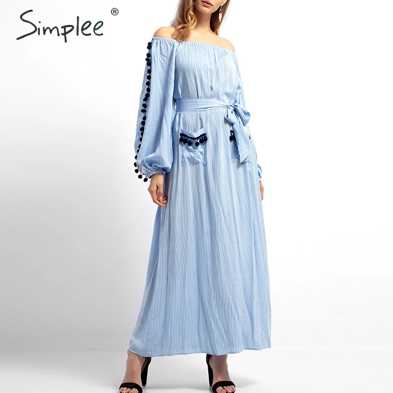 Женское летнее хлопковое платье Simplee в полоску с поясом повседневное винтажное