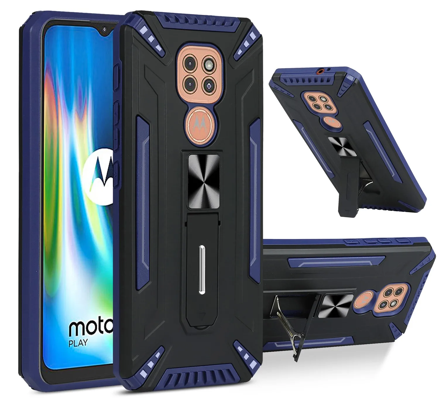 

Armor Bracket Phone Case For Motorola G9 Plus Play Power Lite E6 E7I One Fusion G8 E7 E6S E6I Edge S Anti-fall Protection Cover