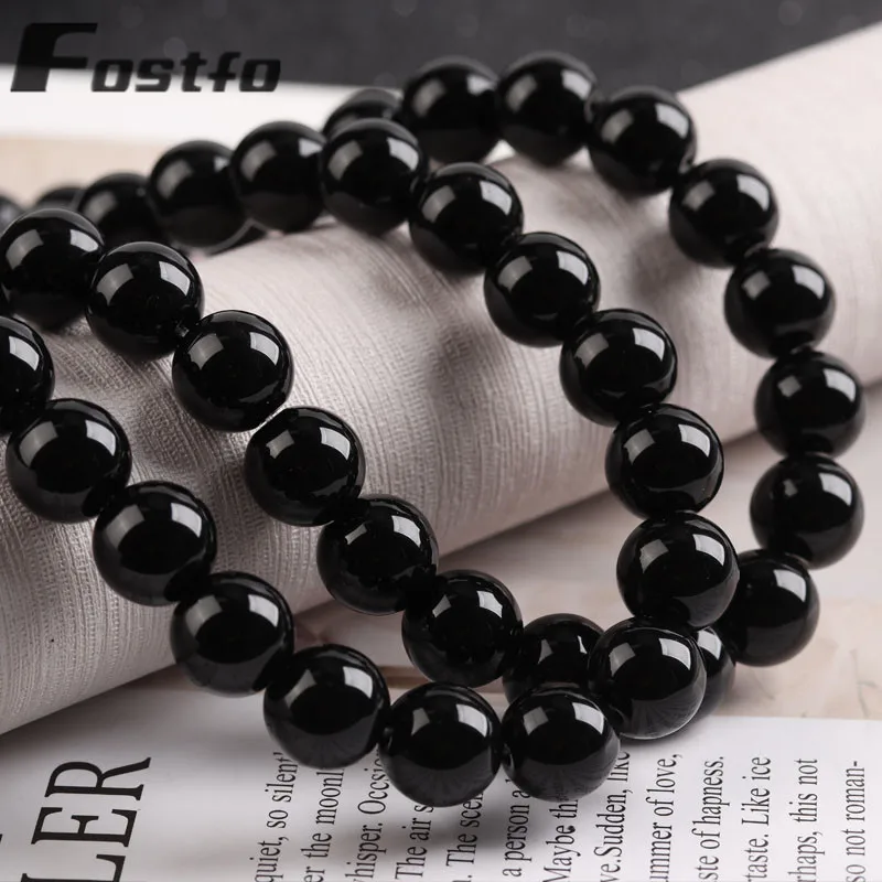 

Natural Stone Black Glass Beads For Jewelry Making DIY Bracelets Necklace Accessories 15" Strands 4/6/8/10/12mm