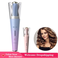 professional lcd ceramic rotating hair waver magic curling wand iron electric automatic hair curler hair styling tools