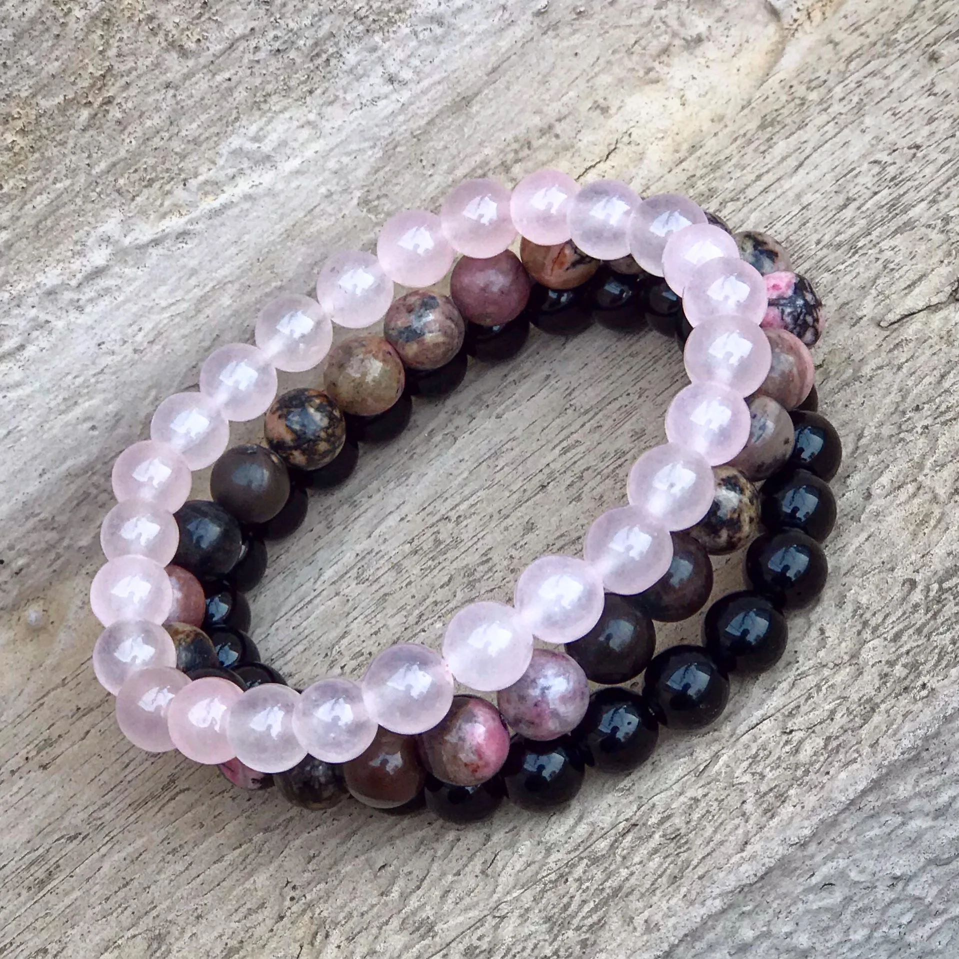 Женские корейские браслеты из натурального камня 8 мм черного золота