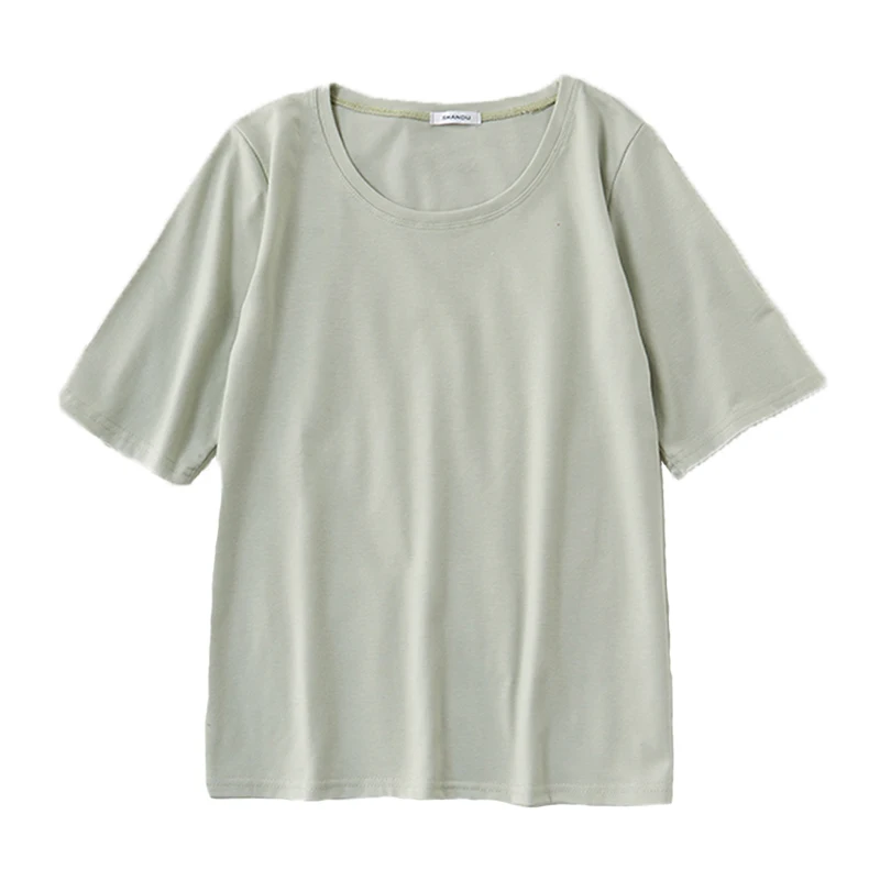 

Women T Shirt Summer Korean Fashion New Short Sleene Solid Basic Simple Cotton Casual Tops Female O Neck Slim Thin Tees T-Shirt