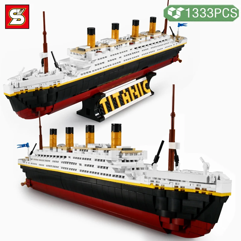 

SY BLOCK DIY Famous Movie Building Blocks Titanic Sea Transport Cruise Ship Children's Educational Toys Bricks Boys Gifts