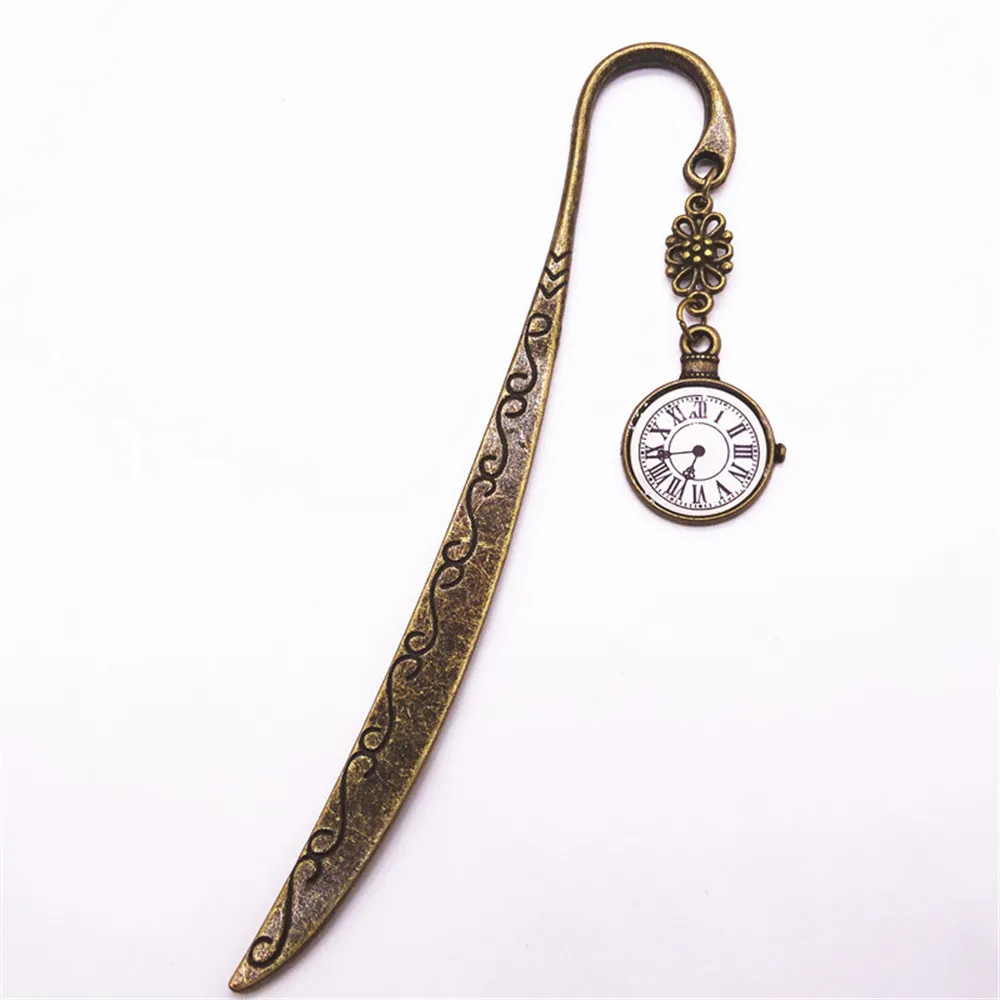 Винтажные часы кулон Закладка цинковый сплав книжная этикетка держатель страниц