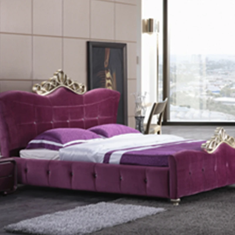 Geunine кожаный большой размер кровать и диван мебель из цельного дерева