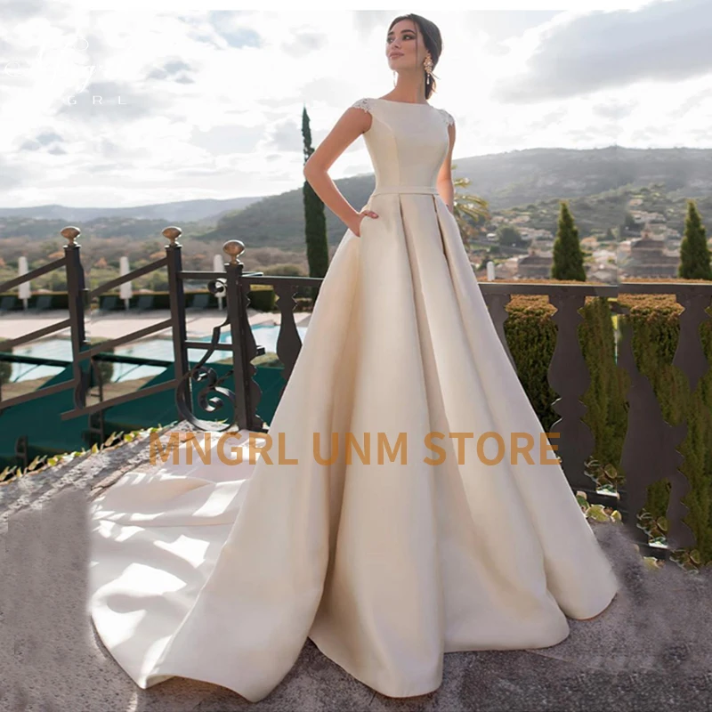 

MNGRL New simple wedding dress backless sleeveless design chiffon lace bride dresses princess dress plus size tailor-made
