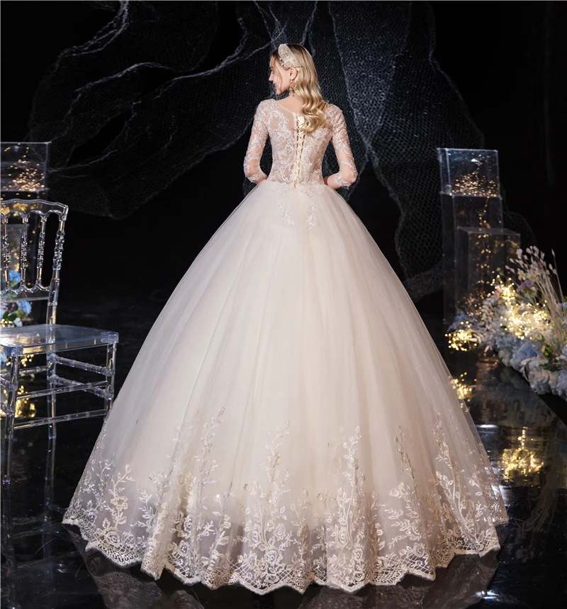 Женское кружевное свадебное платье элегантное винтажное с V-образным вырезом и
