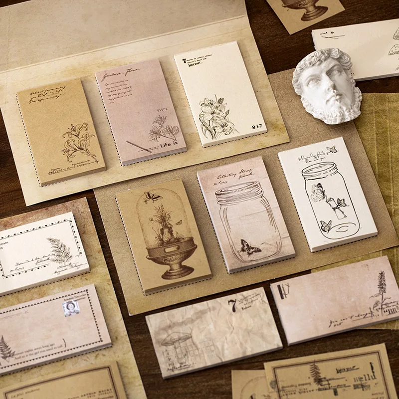 

60 Sheets Vintage Natural Plants Memo Pad Stickers Decal Sticky Notes Scrapbooking Diy Kawaii Notepad Diary Planner