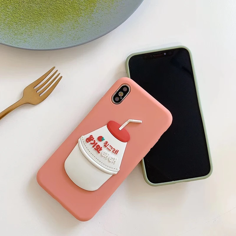 Милый 3D молочный фруктовый напиток бутылка конфеты мягкий чехол для телефона