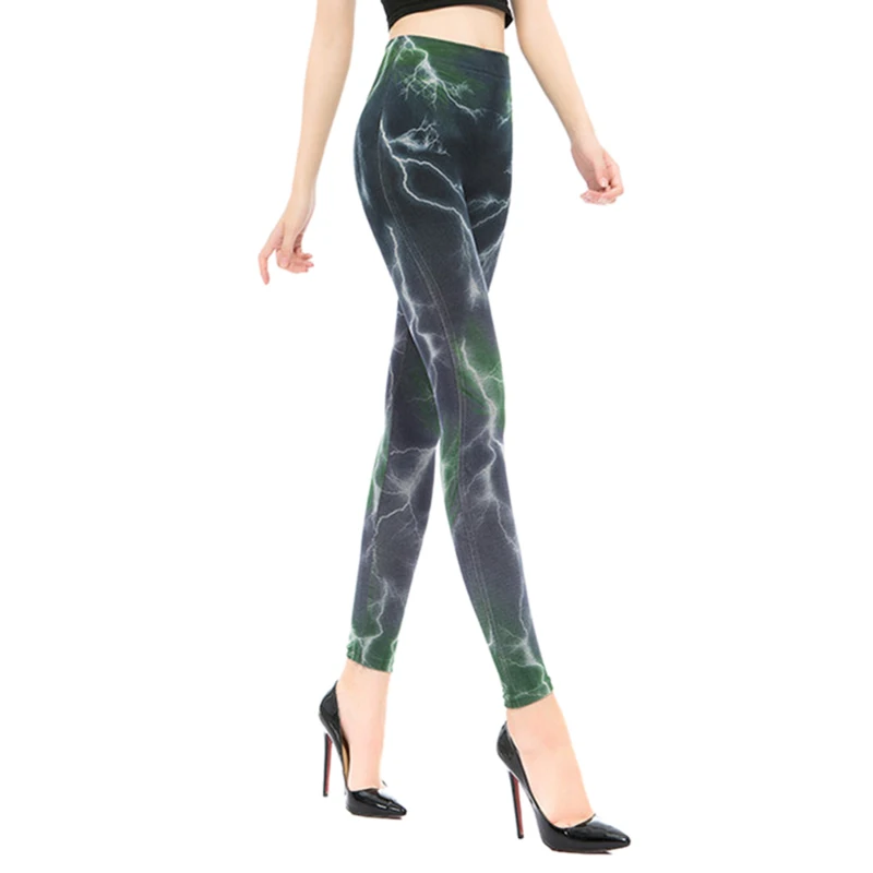 Женские пикантные леггинсы с 3D принтом молнии высокоэластичные новые модные