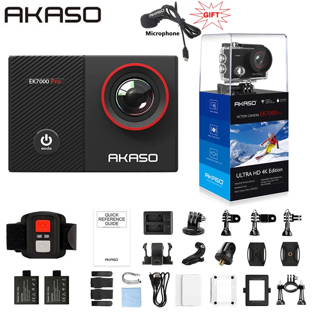 Promo AKASO 4K Action Camera EK7000 Pro Touch Screen Sports Camera EIS Adjustable View Angle 40m Waterproof Camera Remote Control