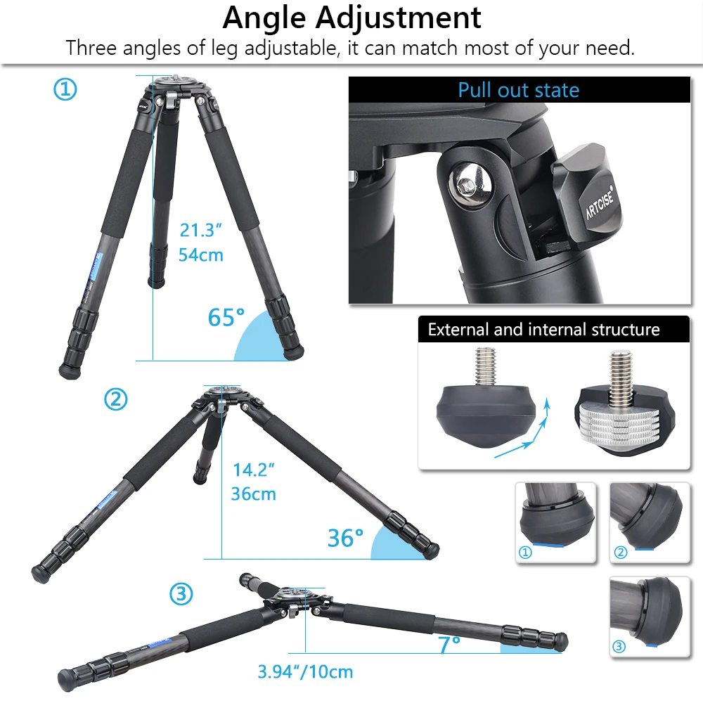 Штатив ARTCISE из углеродного волокна для камеры гибкий Профессиональный Трипод