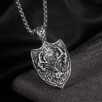 vintage viking stainless steel deer pendant necklace men and women biker celtic knot vegvisir necklace amulet jewelry gift