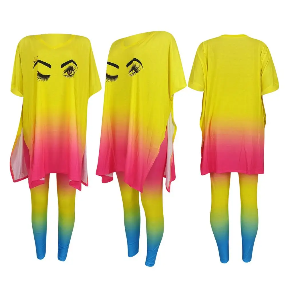 

Women Two Piece Outfits Tie Dye Set Cute Eyes Two Piece Set 2020 Top and Pant Women Sets Clothes Outfits for Women Matching Sets