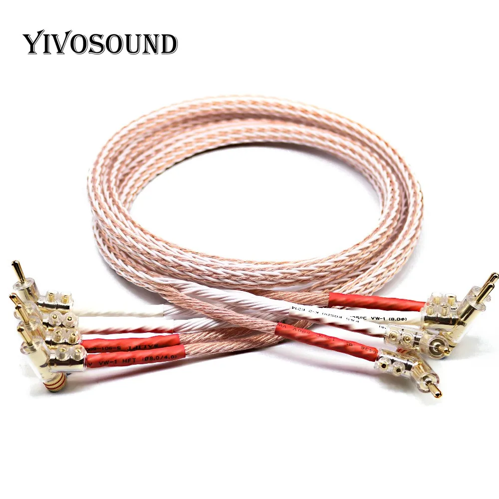 

XSSH audio Hi-end DIY HIFI Silver Plated Y shape spade to banana plugs 12TC 24 core speaker cable Cord Wire