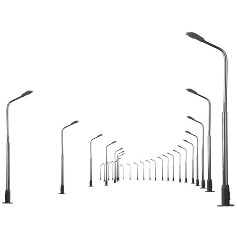 

Illumination Steel Pipe Light Model 1:75Scale Architectural Metal Lamp Miniature Light Layout Kit for Scene Layout 50Pcs