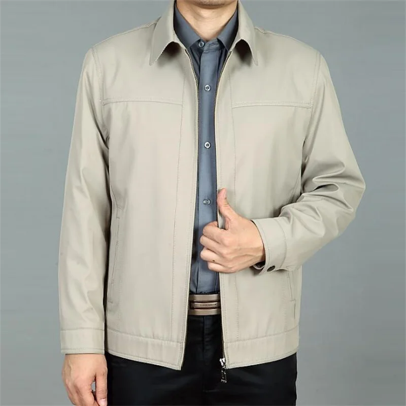 Middle-aged jackets men's coats casual business spring autumn zipper fashion clothes chaquetas hombre veste homme куртка мужская