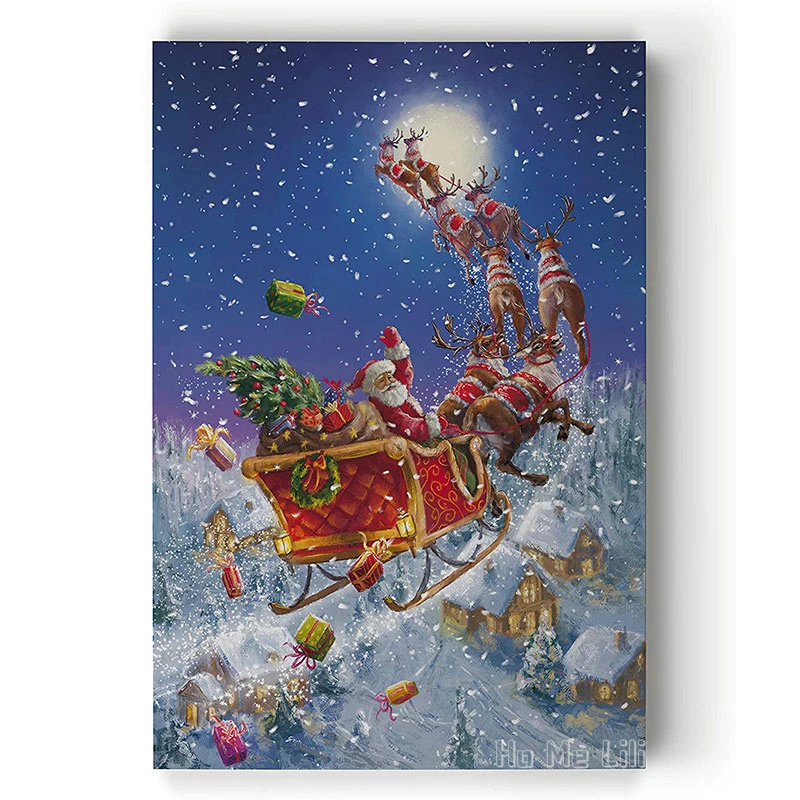 Рождественская холщовая Настенная картина праздничный декор ангельские