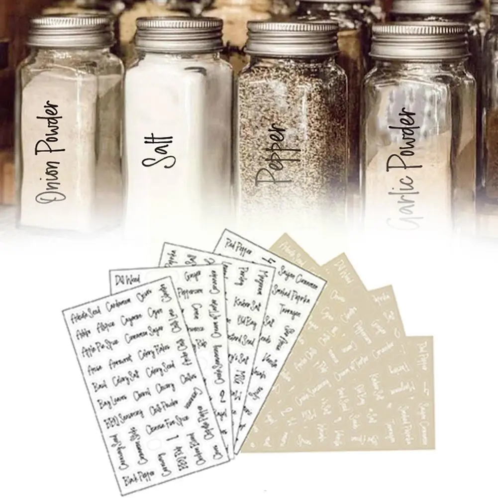 

8 Sheets Labels Transparent Waterproof Pantry Stickers Food Jar Labels Pads For Pantry Spice Stickers Kitchen Patches Suppl B1q8