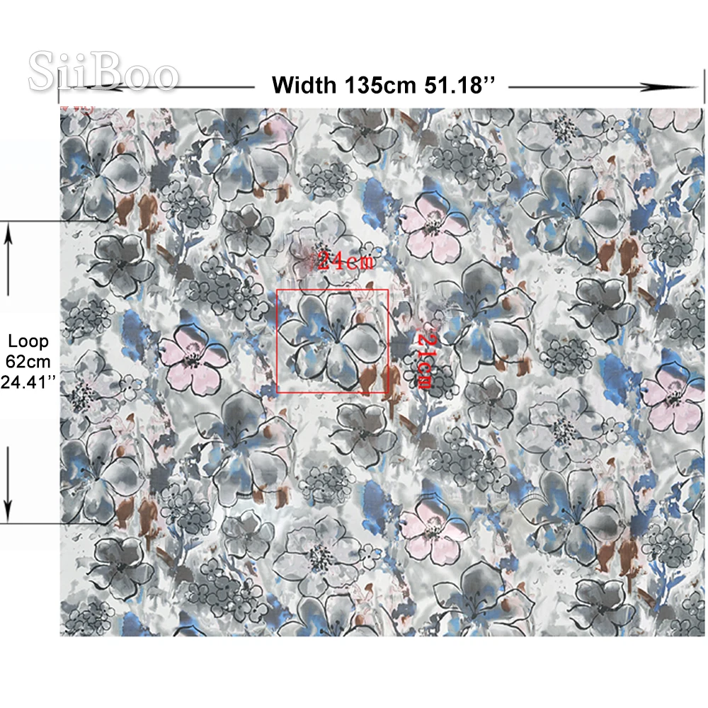 Роскошный цветочный принт 100% шелковая шифоновая ткань для платья чистый