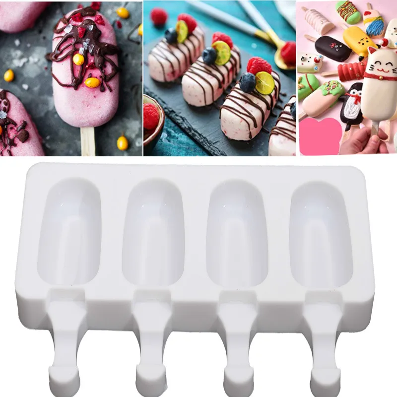 

Силиконовая форма для мороженого, 4 ячейки, форма для самостоятельного изготовления фруктового сока, фруктового льда с палочками