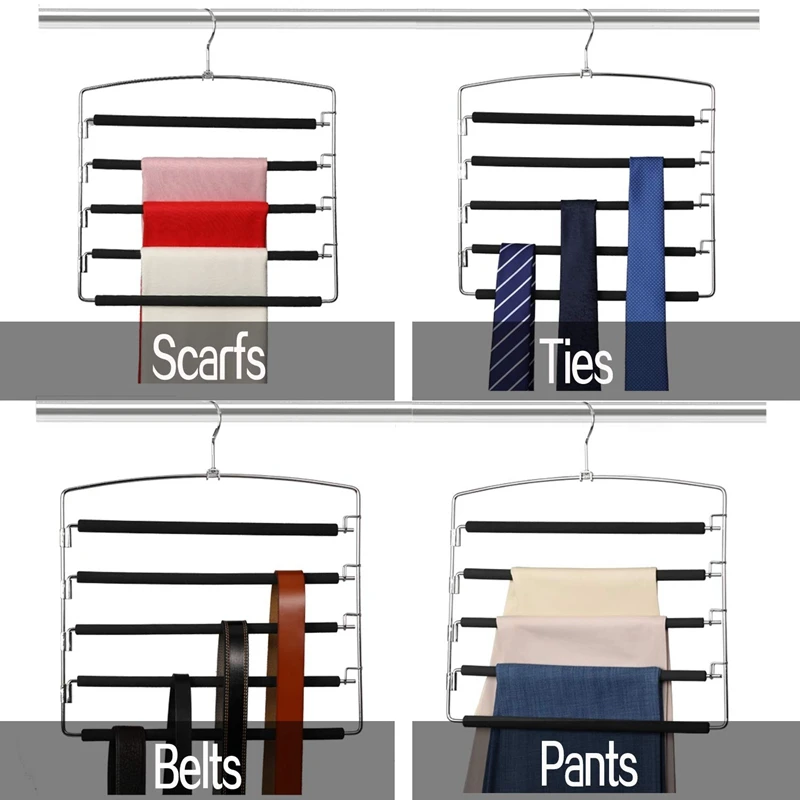 Вешалка для брюк 5 Слои металла Non Slip заполненные пеной с поворотным механизмом