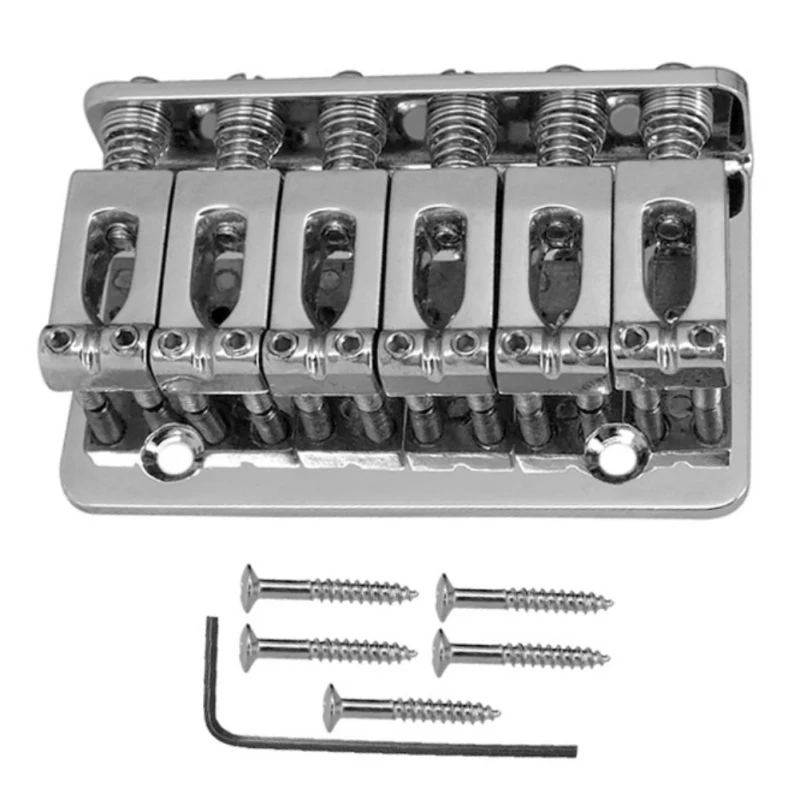

6 Saddle Black/Silver Hardtail Bridge Top Load 65mm Electric Guitar Bridge With 5Pcs Screws Heavy Guitar Accessories