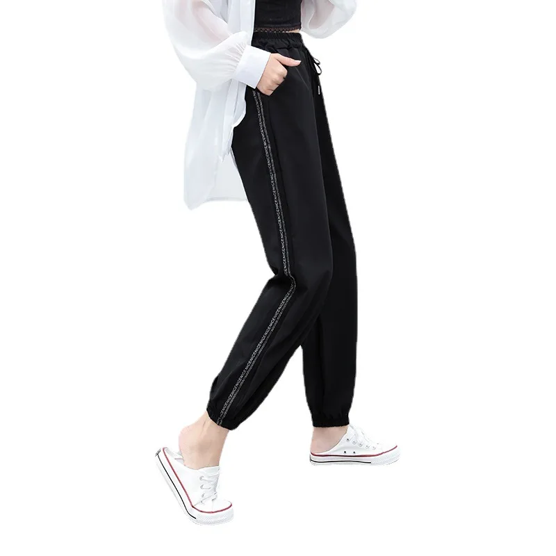 

Design High Waist Pants Female Summer Casual Poackets Streetwear Sports Summer Pants Women