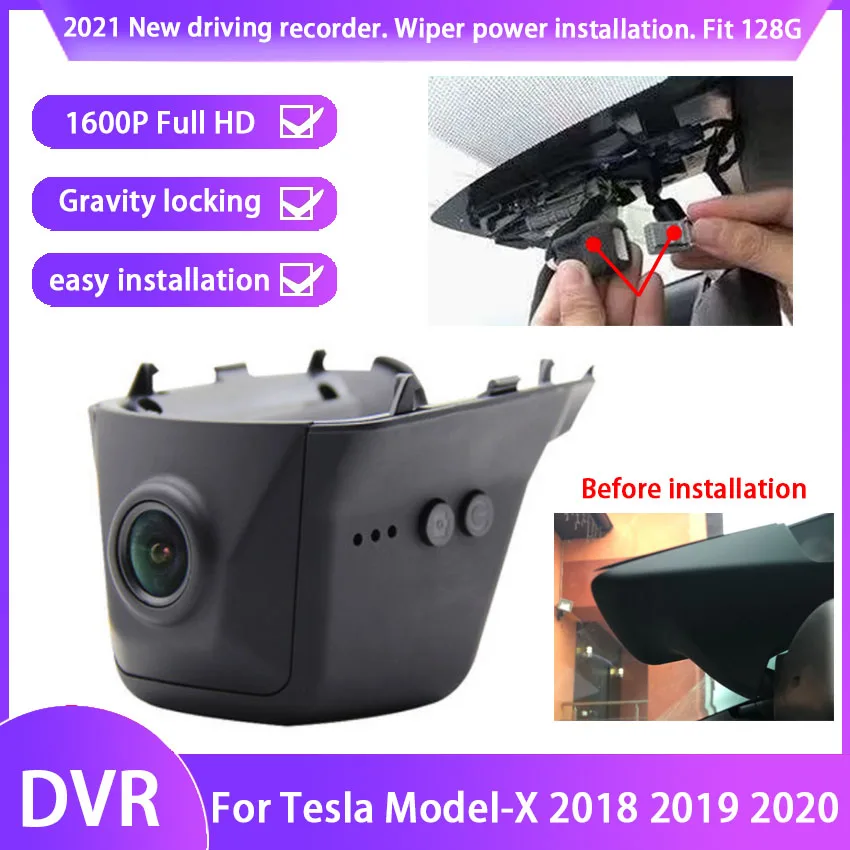Plug and play Car DVR Video Recorder Dash Cam Camera For Tesla Model-X 2018 To 2020 High quality driving recorder full hd 1600P