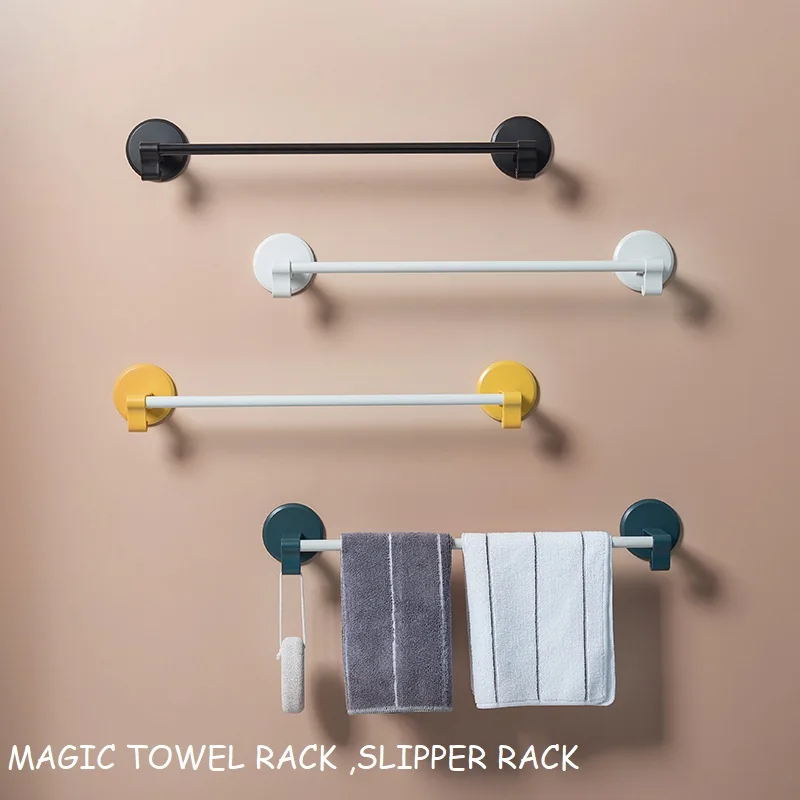 

Towel Rack Free Punching Bathroom Suction Cup Hook Towel Rack Shelf Wall-Mounted Towel Bar Kitchen Racks Slipper Rack toallero