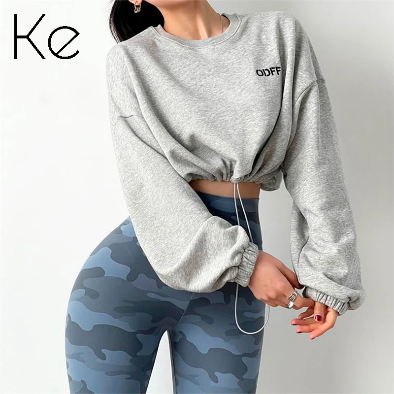 Спортивный свитер KE женская короткая одежда для бега и фитнеса повседневный