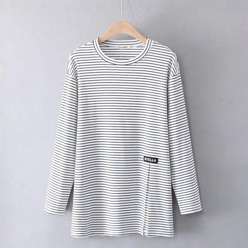 

Женская футболка с длинным рукавом, круглым вырезом и разрезом