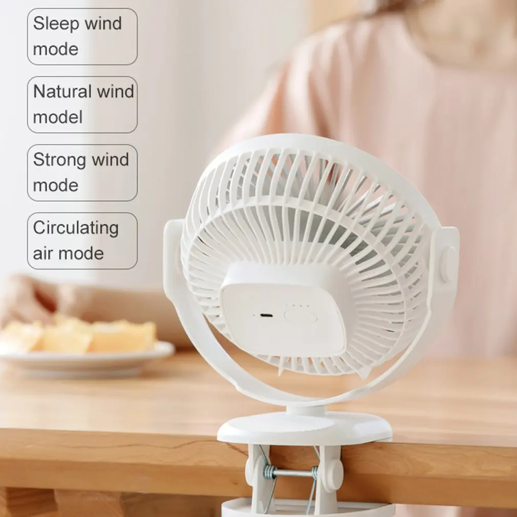 

Table Clip Dual-purpose Fan 4000 MAh Large Capacity Long Battery Life Desk Fan Silent Operation With Four Wind Speeds