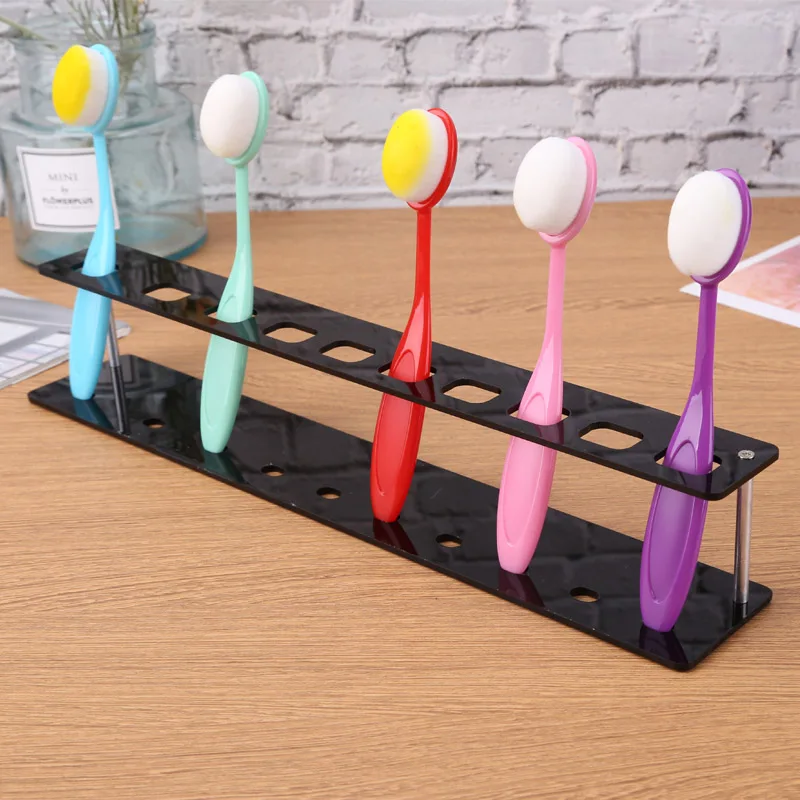 

5/10 Hole Oval Brush Holder Rack Bracket Shelf Organizer for Storage Blending Brush Display Holder White Black 2021 New