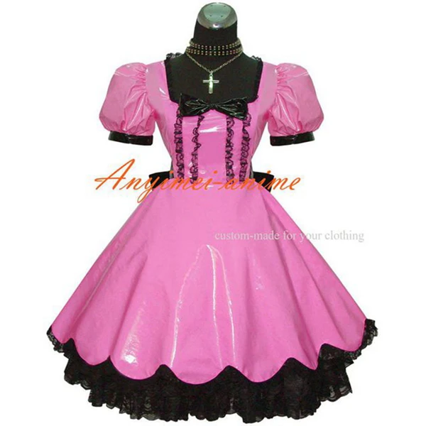 

Sissy Maid Gothic Lolita Punk Pink Pvc Dress Cosplay Costume Tailor-made[G414]