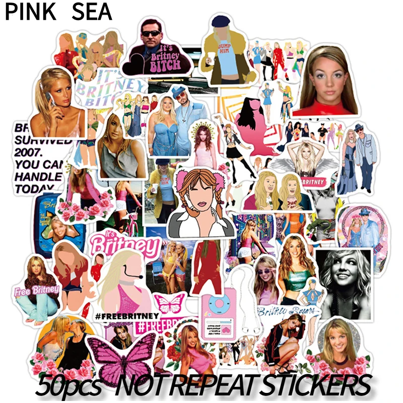 

10/30/50Pcs/set Cartoon Britney Spears American Singer Graffiti Mix Stickers For Kids Diy Luggage Case Laptop Decal Skateboard