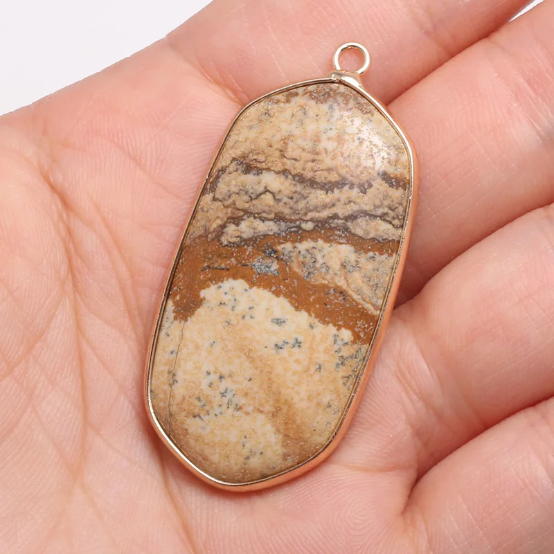 

New Natural Stone Pendant Rectangular Tiger Eye Stones Faceted Pendant Necklace for DIY Jewelry Best Birthday Gift Size 23x43mm