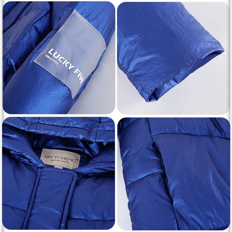 

Down Cotton Coat Glossy Jacket Hooded Winter Jacket Women Parkas Tide New woMen Jacket Long Outerwear Female Winter Coats