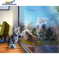 photocustom painting by number cat and tiger kits handpainted picture by number animals drawing on canvas home decoration diy