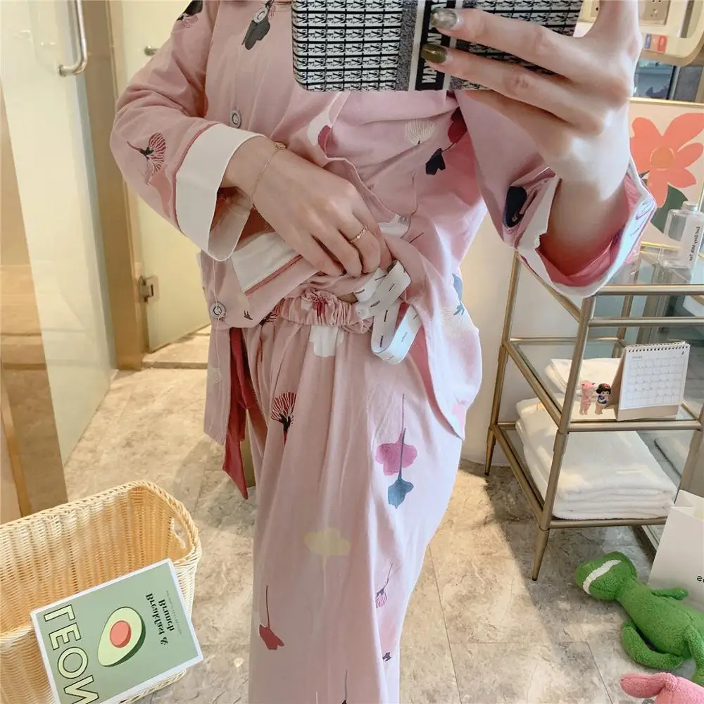 Пижама для кормящих матерей 2020 новая пижама с длинными рукавами и принтом